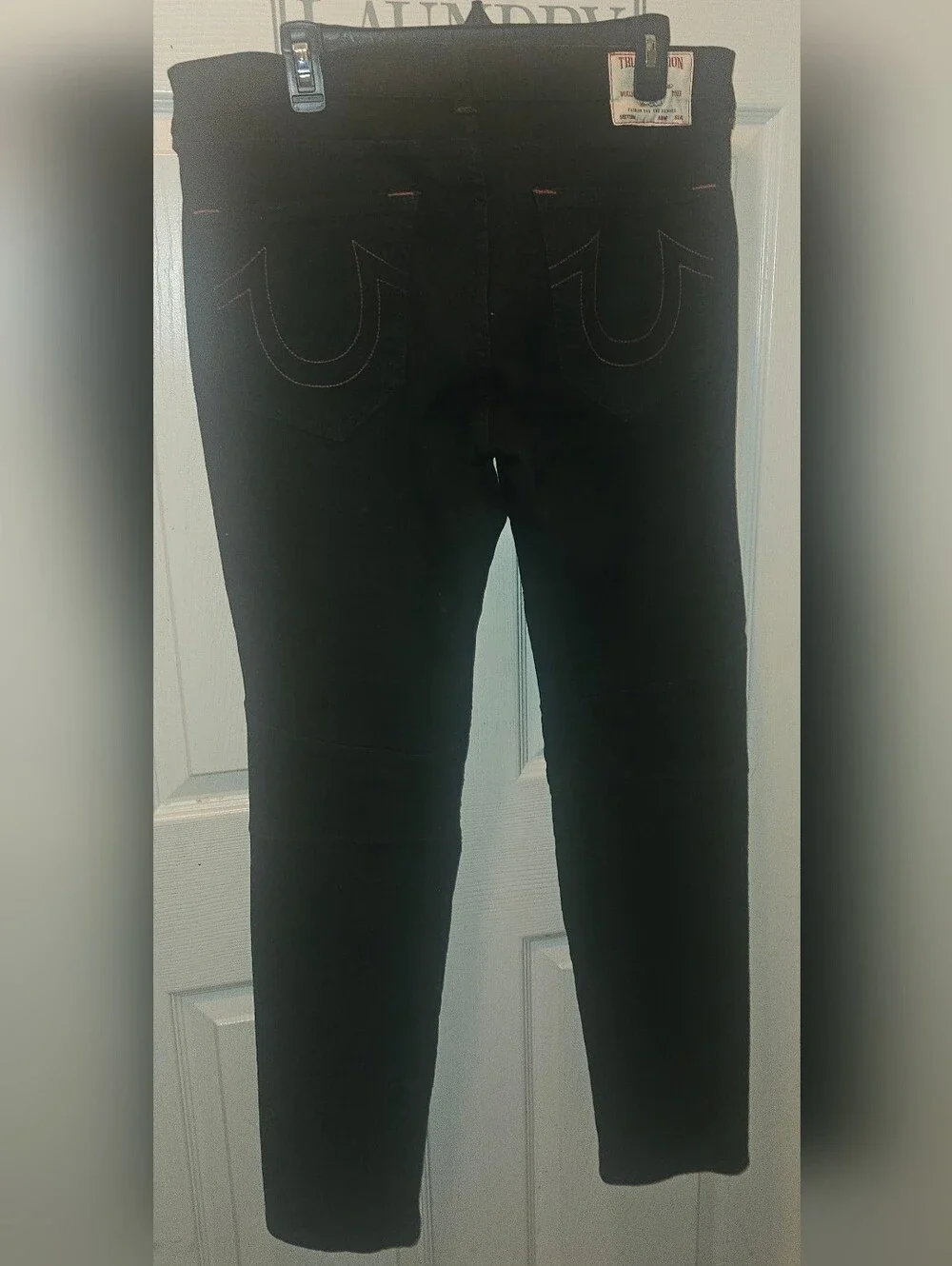 True Religion Black Moto Ribbed Skinny Jeans